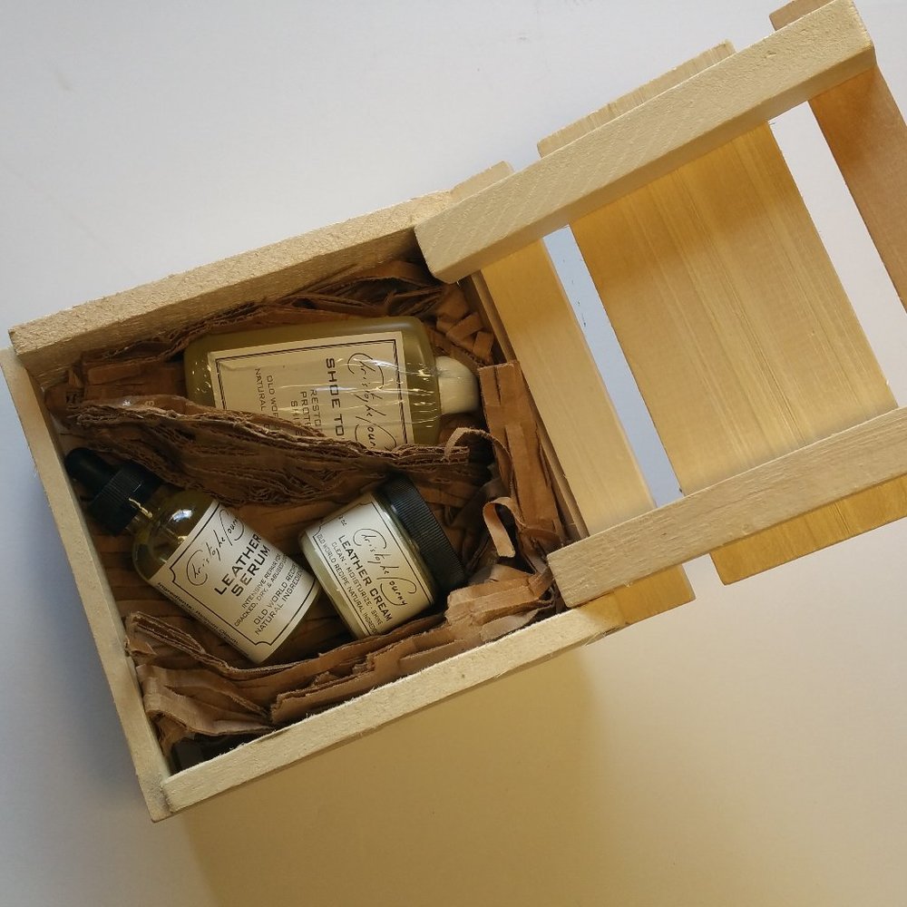 New Christophe Pourny Shoe Care Kit Leather All Natural Serum Tonic Cream